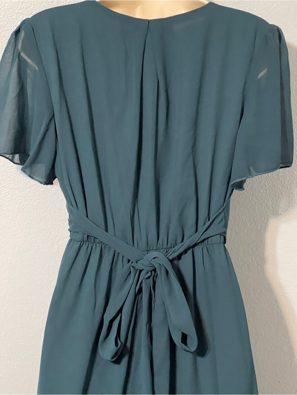 Baltic Born Teal Maxi Dress Flutter Sleeve Tie Waist Formal Boho Party Medium - Picture 4 of 9